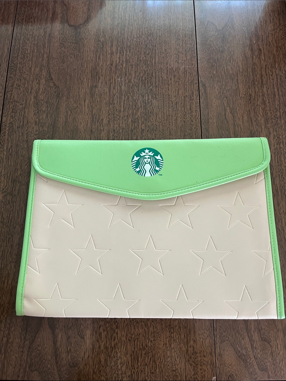 NWOT Starbucks Mint Green & Cream Embossed Star Envelope Pouch